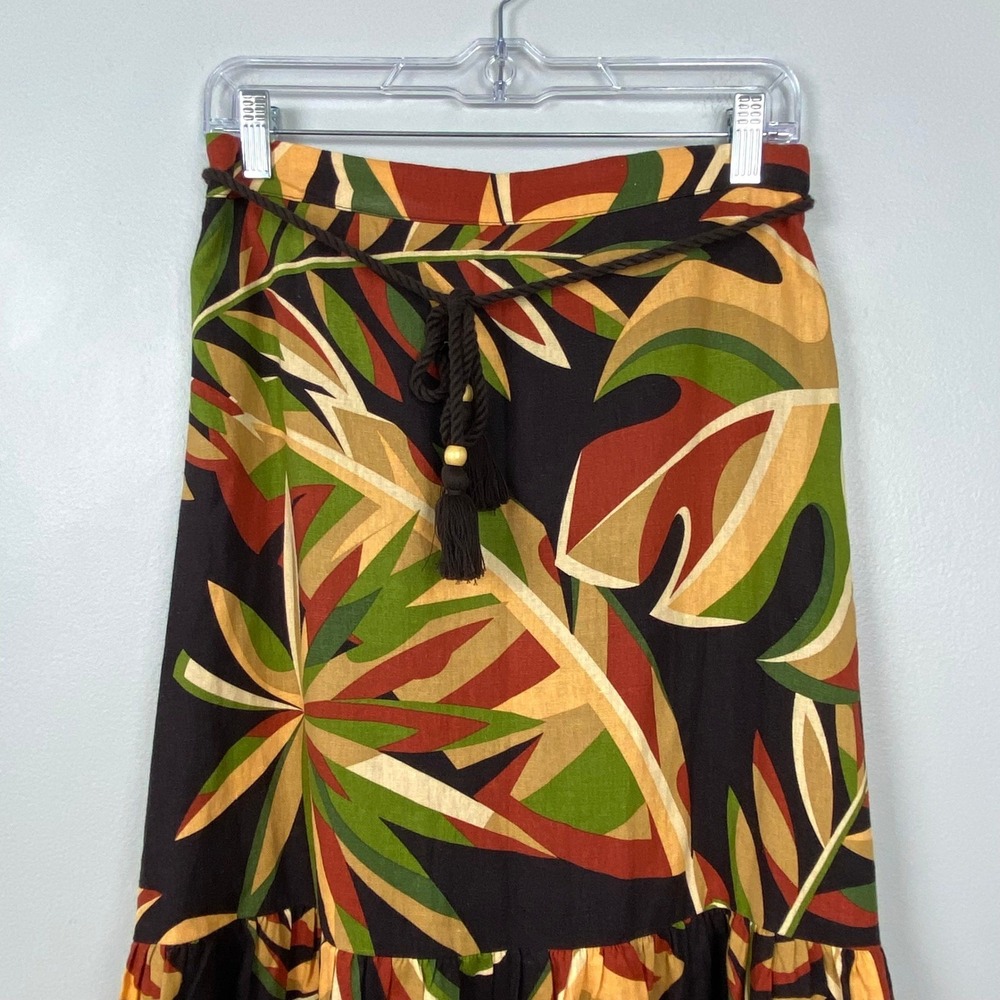 House of Harlow 1960 Tiered Linen Blend Midi Skirt Earth Tones Boho Fairy Small - Picture 3 of 10